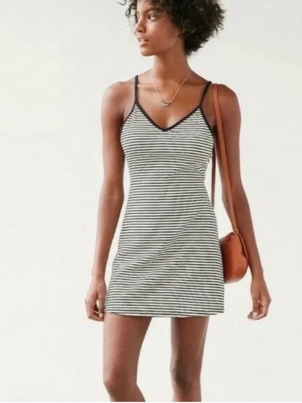 Black and white striped mini dress - urban